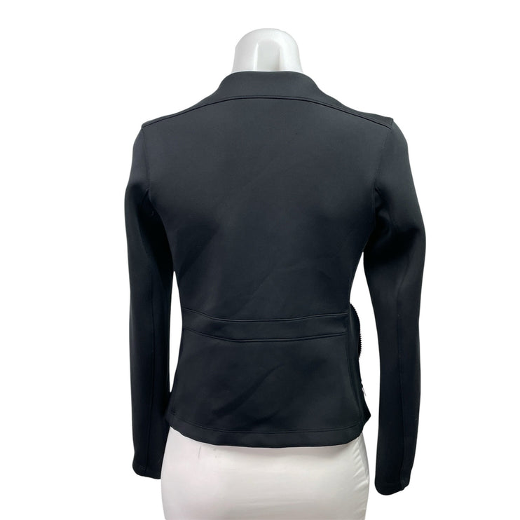Joy Lab Women's Black Asymmetric Zip Long sleeve Moto Biker Coat Jacket Size XS