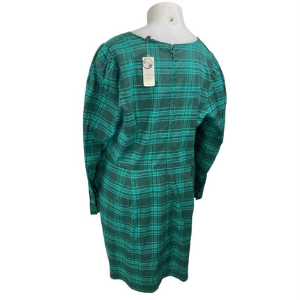 NEW Fashion to Figure Womens Green Plaid Long Sleeve Mini Wrap A-Line Dress 2