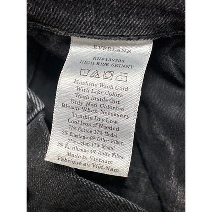 Everlane High Rise Authentic Stretch Black Button Fly Skinny Denim Jeans Size 26