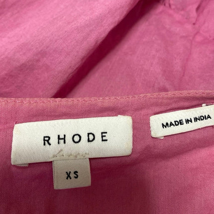 Rhode Womens Pink Short Puff Sleeve V-Neck A Line Tiered Wrap Midi Dress Size XS