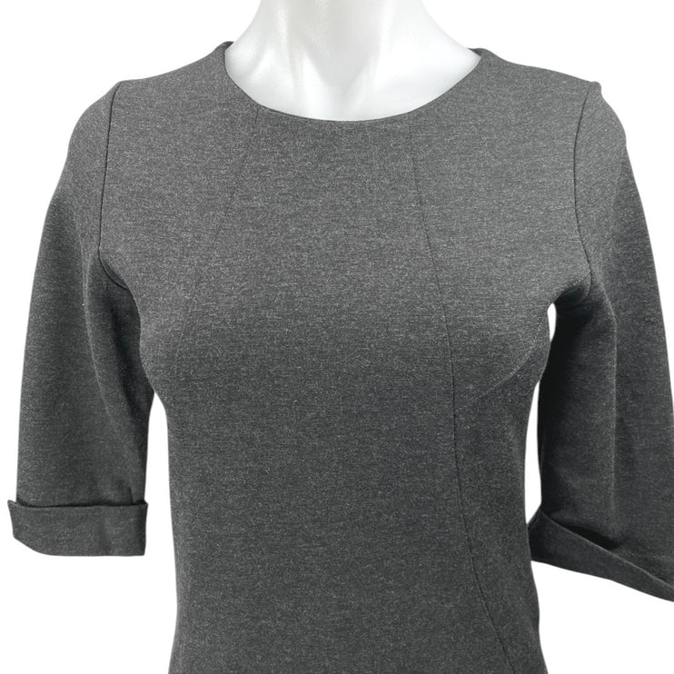 Paul Stuart Women's Black 3/4 Sleeve Back Zip Midi Bodycon Sheath Dress Size S