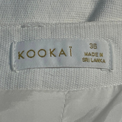 Kookai Womens White Pleated High Waist Straight Wide Leg Trousers Dress Pants 36