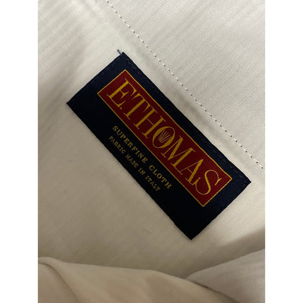 Ethomas 100% Wool Men's Gray High Rise Straight Chino Trousers Dress Pants Sz 36
