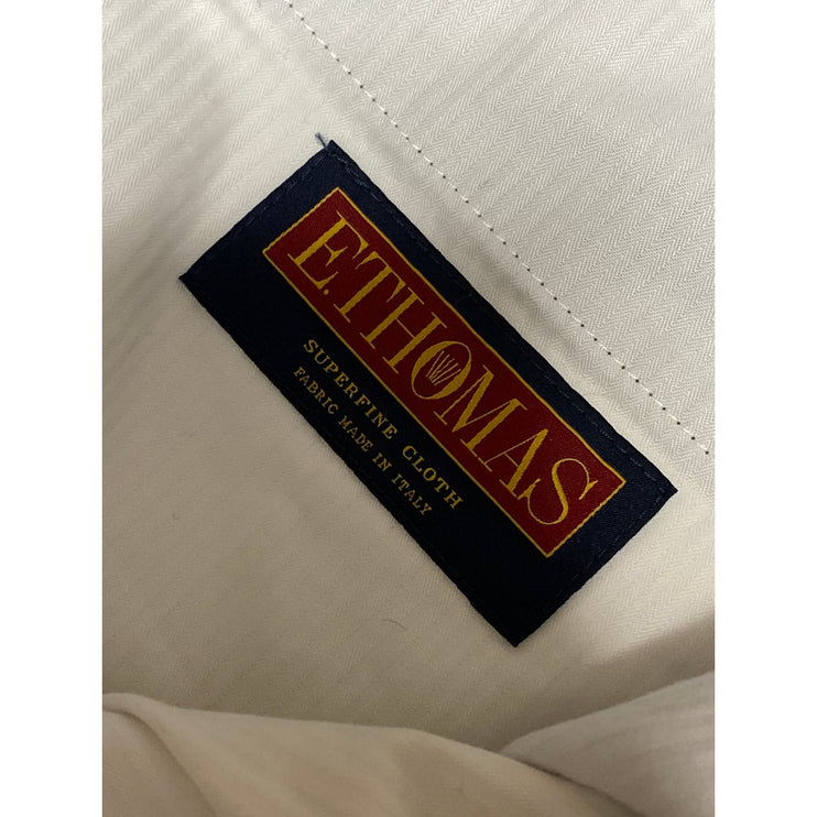 Ethomas 100% Wool Men's Gray High Rise Straight Chino Trousers Dress Pants Sz 36