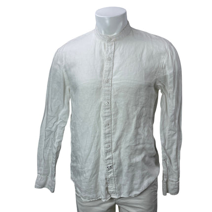 Club Monaco 100% Linen Mens White Long Sleeves Slim Fit Button Down Shirt Top M