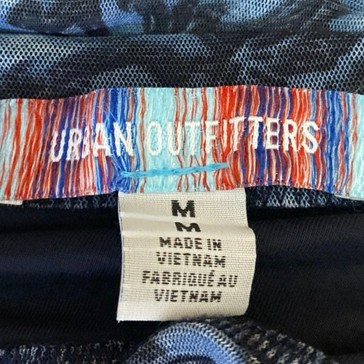 Urban Outfitters Blue Paisley Asymmetric Strapless Bandeau Tube Crop Tank Top M