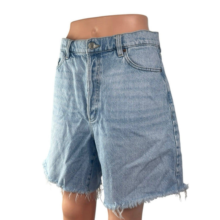 Garage Women's Blue High Rise Raw Hem Cut Off Bermuda Denim Jean Shorts Size 29