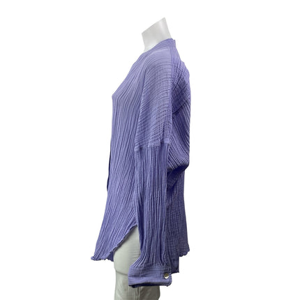 Monday Swimwear Barcelona 100% Linen Purple Long Sleeves Tunic Shirt Top Sz M/L