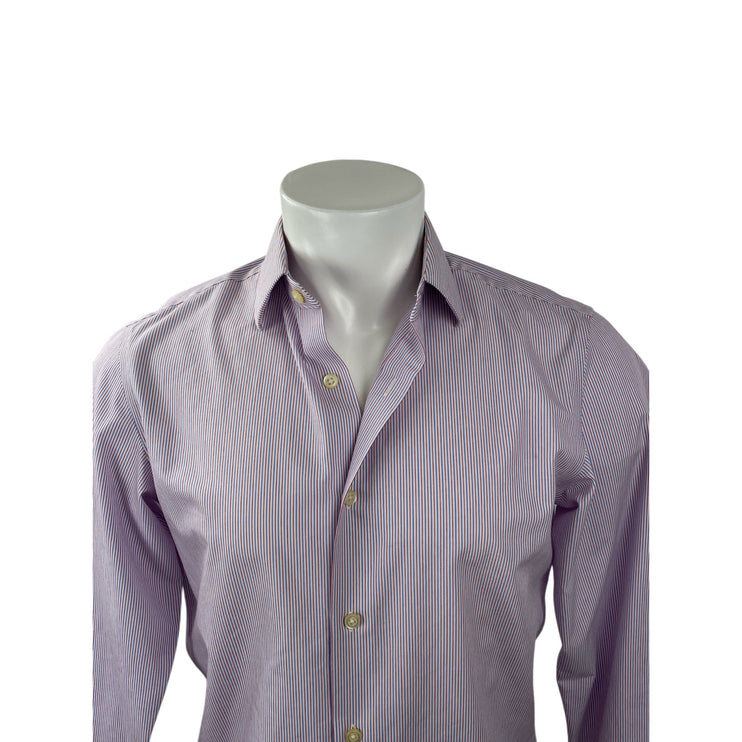 Banana Republic Men's Striped Collared Long Sleeve Slim Button Down Shirt Top S