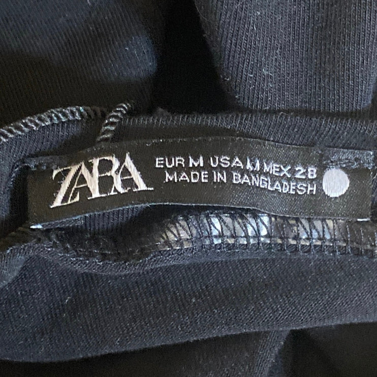 Zara Women's Black Mock Neck Sleeveless Tank Casual Stretch Blouse Top Size M