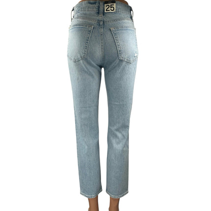 NEW Gap Cheeky Straight High Rise Blue Distressed Cropped Denim Jeans Size 25