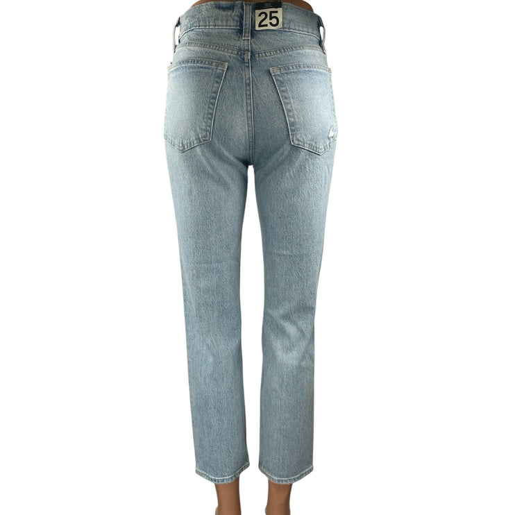 NEW Gap Cheeky Straight High Rise Blue Distressed Cropped Denim Jeans Size 25