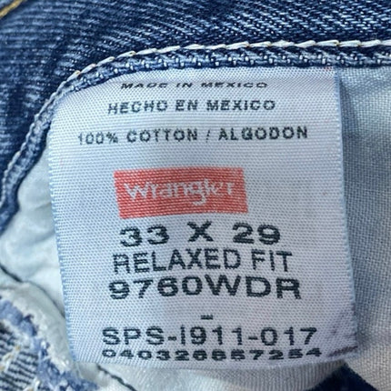 Wrangler Men's Blue Straight Leg Relaxed Fit High Waist Denim Jeans Pants Sz 33