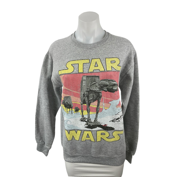 Star Wars Classic AT-AT Crew Gray Graphic Long Sleeve Sweatshirt Top Size S[