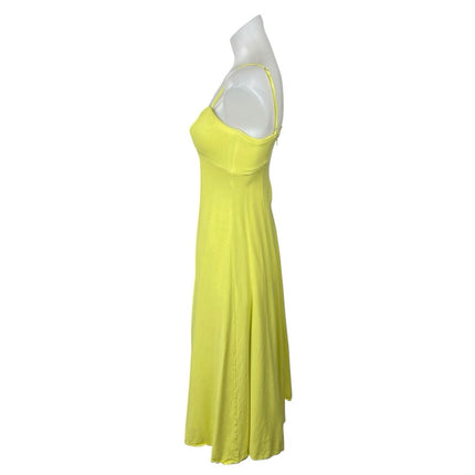 ASTR The Label Yellow Linen Sleeveless Cami Tank Pleated A Line Midi Dress Sz XS