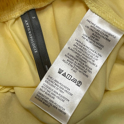 Anthropologie Women's Yellow Smocked Asymmetrical Handkerchief Hem Midi Skirt S