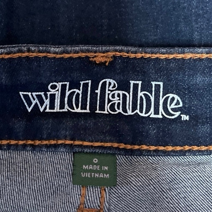 Wild Fable Blue Dark Wash Distressed Stretch Md Rise Cropped Skinny Jean Size 0