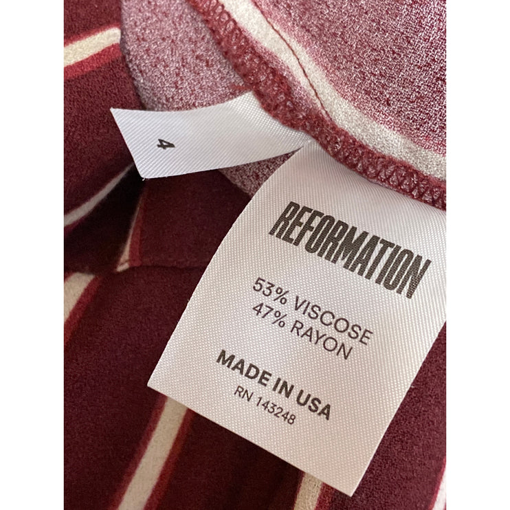 Reformation Sorrenti Red White High Rise Striped Wide Leg Trousers Pants Size 4