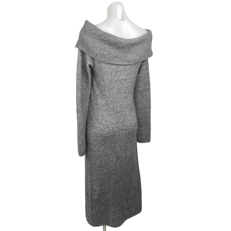 Aritzia Babaton NWT Gray Knit Wool Off Shoulder Long Sleeve Maxi Sweater Dress M