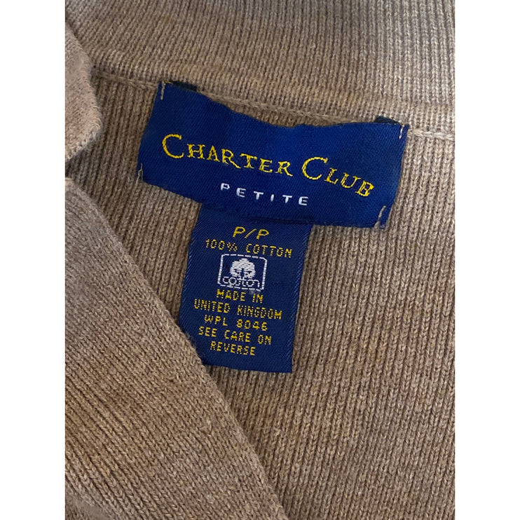 Charter Club Women's Tan Ribbed Knit Long Sleeve Button Up Cardigan Sweater S