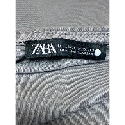 Zara Women's Gray Crew Neck Long Sleeve Casual Jersey T-Shirt Sweater Top Size L
