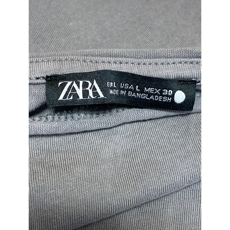 Zara Women's Gray Crew Neck Long Sleeve Casual Jersey T-Shirt Sweater Top Size L