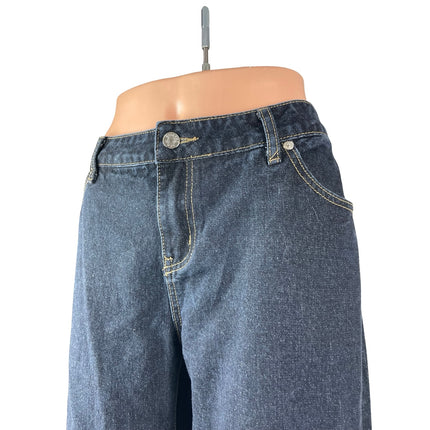 Edikted Women's Black Dark Wash High Rise Wide Leg Baggy Denim Jeans Size XL