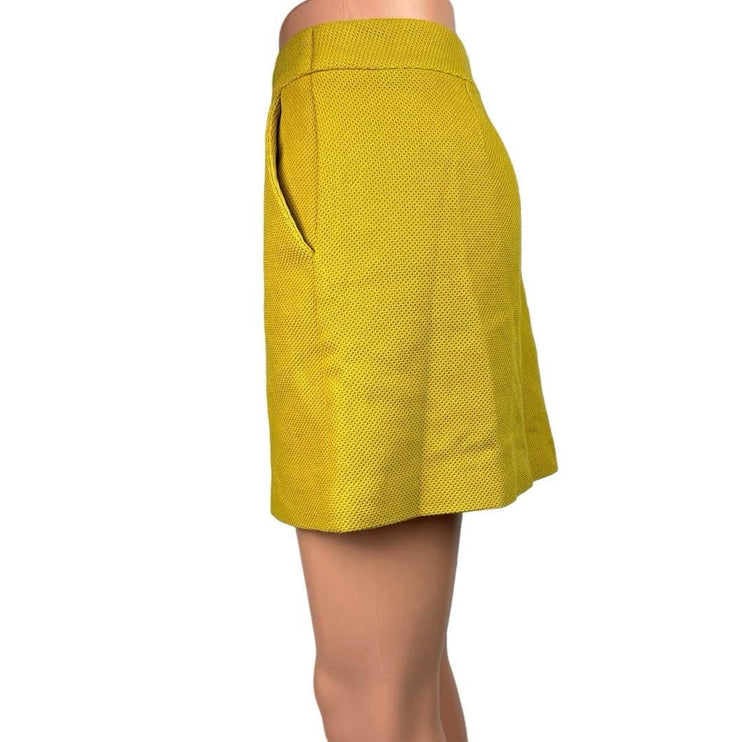 Promod Mustard Yellow Zip Front Pencil Straight Mini Athletic Golf Skirt Size 8