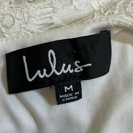 Lulus Take Me to Bruch Women's Ivory Floral Lace Short Sleeve Mini Shift Dress M
