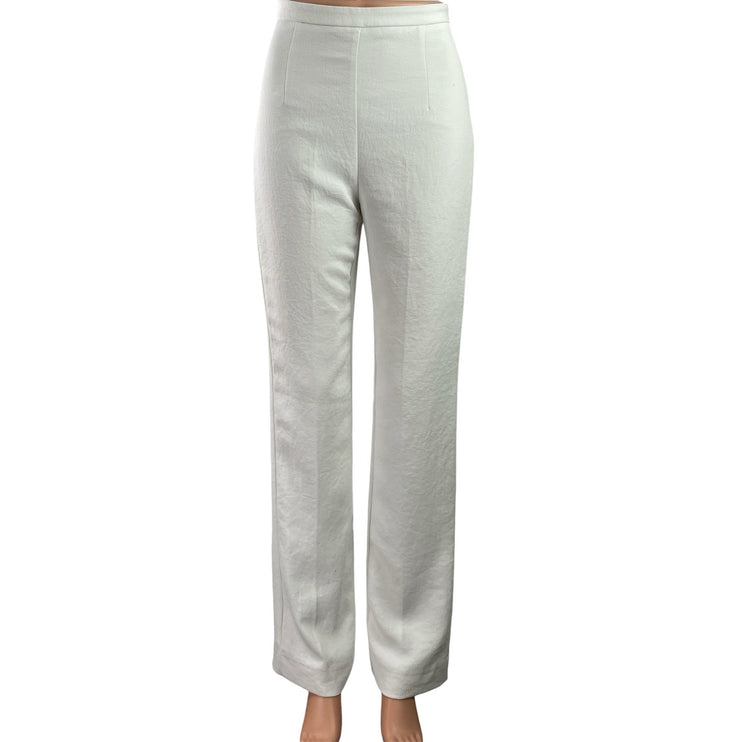 Kookai Oyster Tailored Women White High Rise Straight Leg Trousers Pants Size 34
