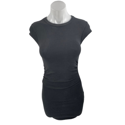 NEW Zara Black Short Cap Sleeve Crew Neck T Shirt Mini Bodycon Dress Size S