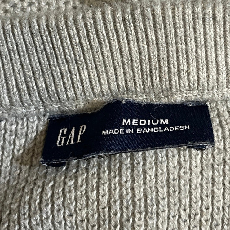 GAP Men's Gray Waffle Knit Crew Neck Long Sleeve Sweater Sweatshirt Top Size M