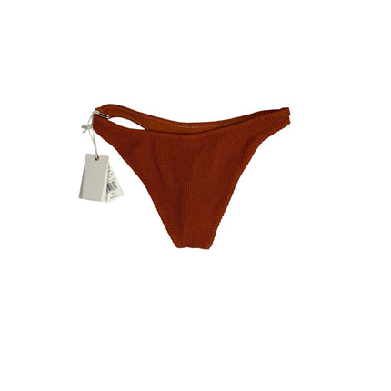 NEW Good American Orange Brown Ribbed Low Beach Swim Bikini Bottom Size S/M