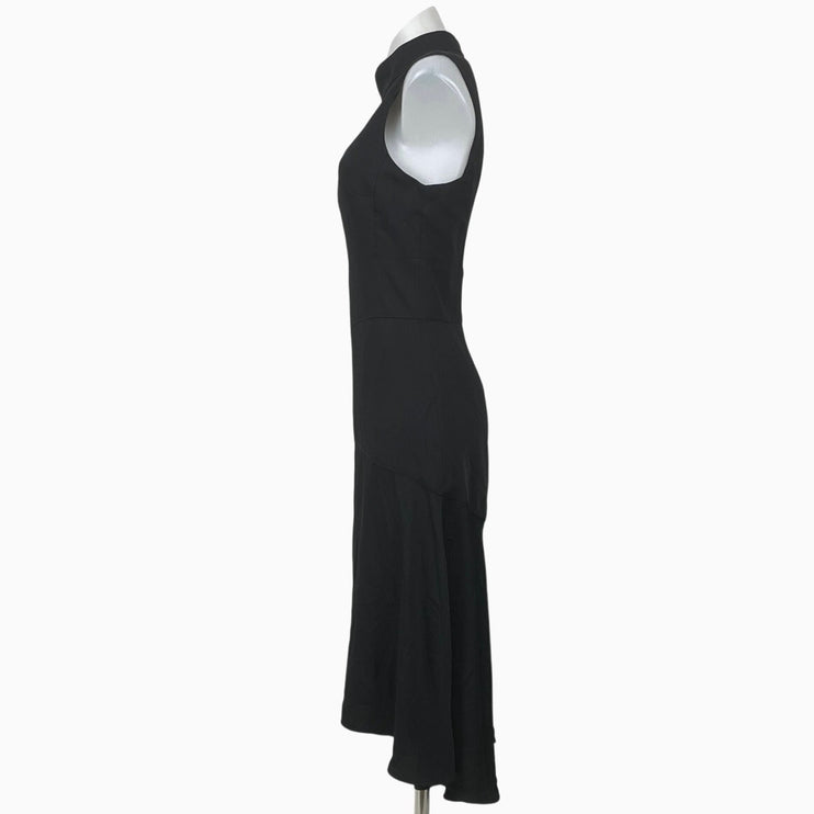 Karen Millen Black Mock Neck Sleeveless Midi Tank Flare A-Line Dress 12 Petite