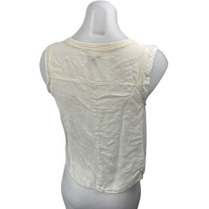 Ecote Women's Cream White Sleeveless Split V-Neck Crop Shirt Tank Top Size S