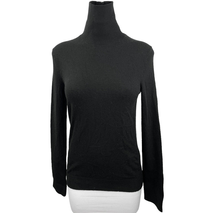 Tory Burch Black Knit Turtleneck Pullover Long Sleeve Fitted Sweater Top Size XS