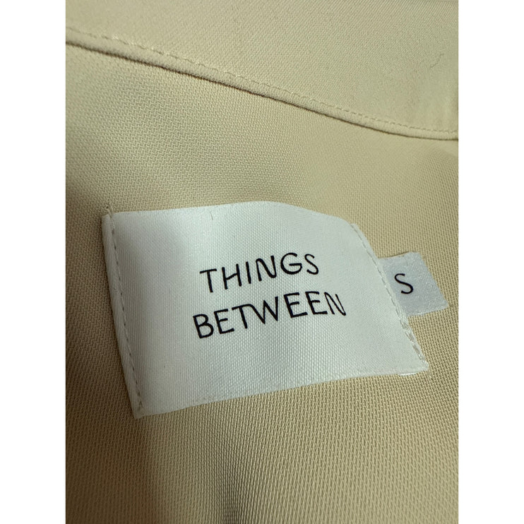 Things Between Women Cream Long Sleeve Notch Collar Button Down Shirt Top Size S