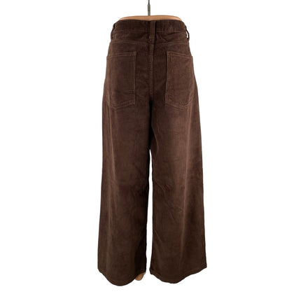 NEW ASOS Women's Brown Corduroy High Rise Wide Leg Baggy Trousers Pants Size 32