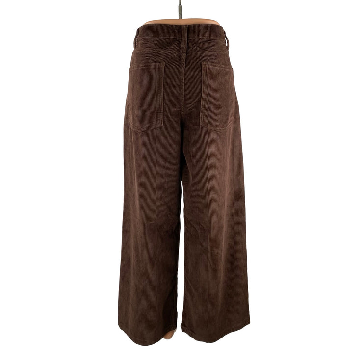 NEW ASOS Women's Brown Corduroy High Rise Wide Leg Baggy Trousers Pants Size 32