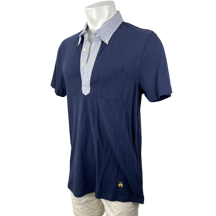Brooks Brothers Vintage Oxford Men's Blue Collared Short Sleeve Polo Shirt Top L