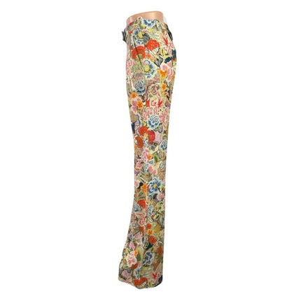 NEW Alexander McQueen Floral Tapestry Bootcut Flared Trousers Pants Size 44