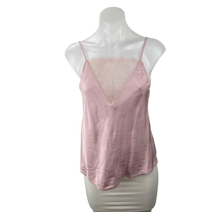 & Other Stories Womens Pink Floral Lace Trim Sleeveless Cami Camisole Tank Top 4