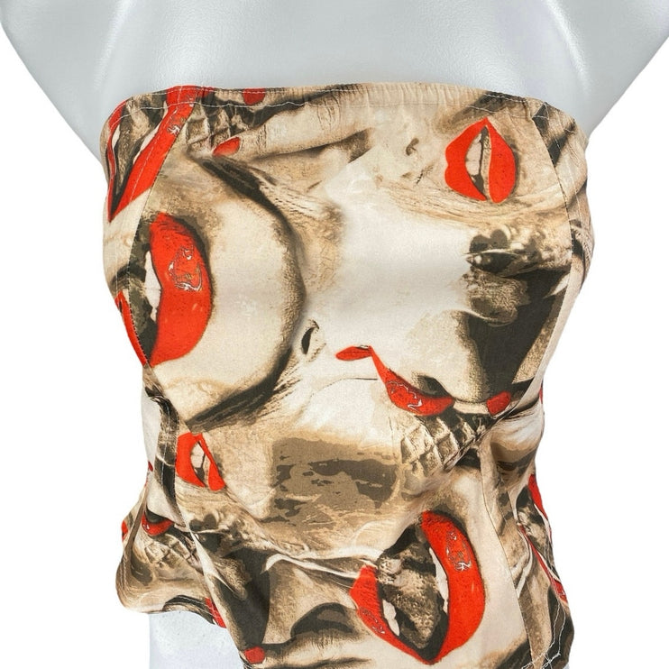 NWT PrettyLittleThing Multicolor Printed Strapless Bandeau Crop Tube Tank Top 8