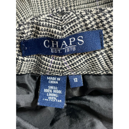 Chaps Women's Black Houndstooth High Rise Wide Leg Straight Trousers Pants Sz 12