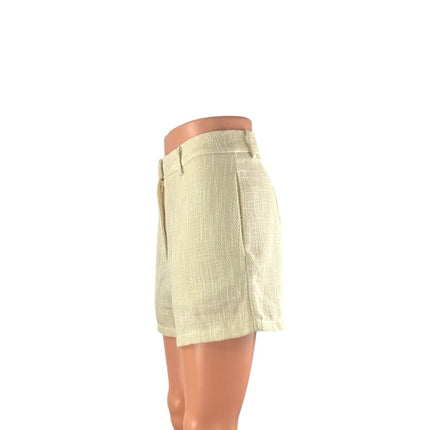 Commense Women's Cream High Waisted Beach Summer Straight Mini Shorts Size S