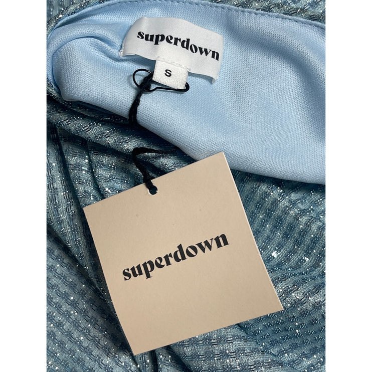 NEW Superdown Blue Beaded Sparkly One Shoulder Sleeveless Mini Bodycon Dress S
