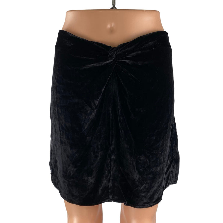 Reformation Harri Womens Black Velvet Velour Knot High Rise Mini Bodycon Skirt 6