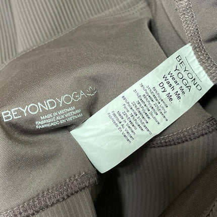 Beyond Yoga Women's Brown High Waisted Ribbed Knit Athletic Legging Pants Sz L/G
