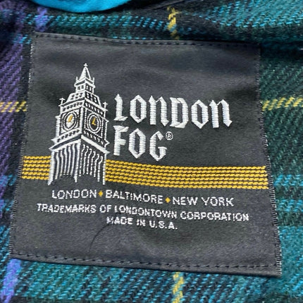 London Fog Women's Blue Green Collared Button Down Long Sleeve Overcoat Jacket 6