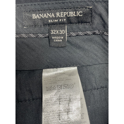 Banana Republic Black Wool High Waisted Slim Straight Trousers Dress Pants 32x30